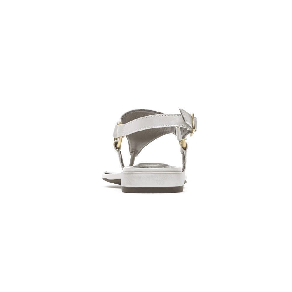 Sandalias Rockport Mujer Mexico - Total Motion Zosia Thong Blancos - EHMRK6923